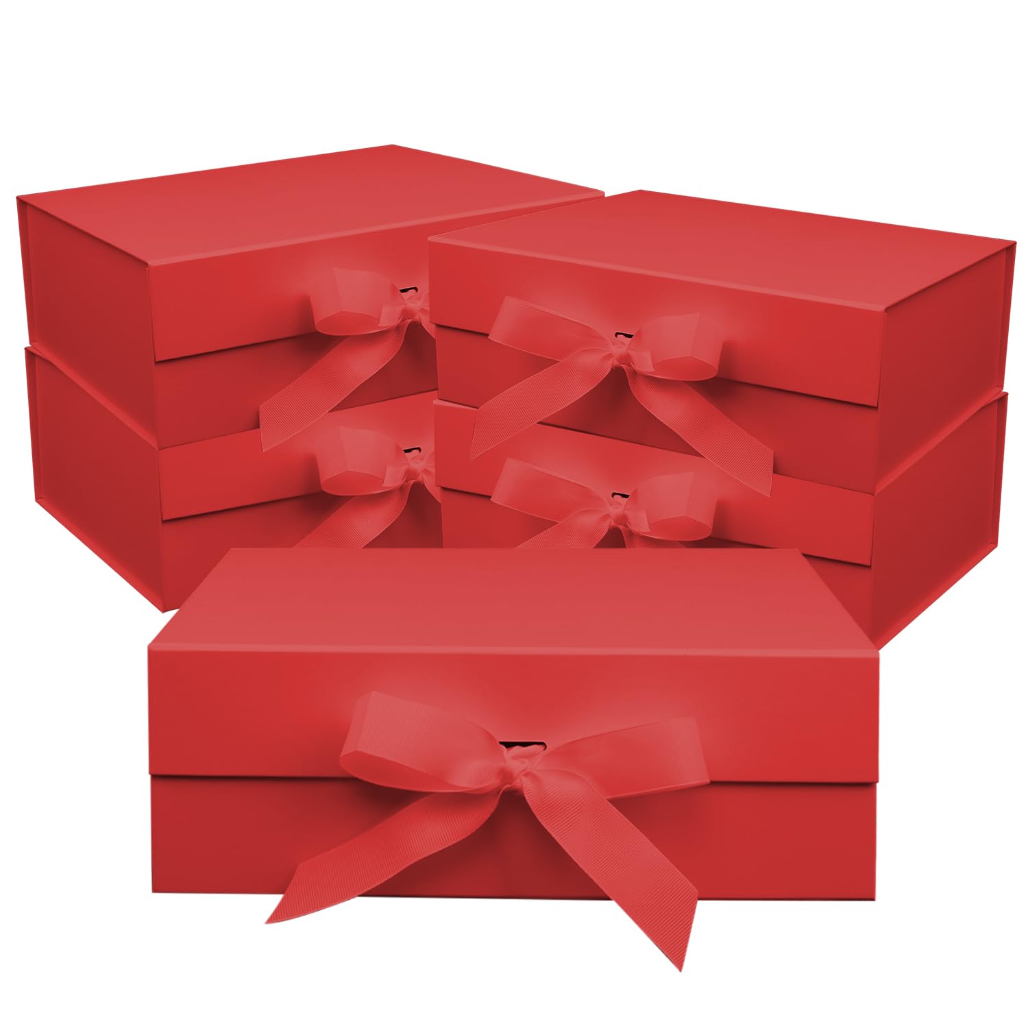 Large Gift Box, 5-Pack Magnetic Lid Gift Box Ribbon Closure Bo
